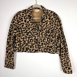 Revolve super down leopard print cropped jacket size XXS